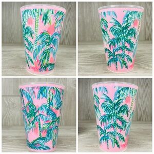 Lilly Pulitzer pink and green tropical pool since plastic cups tumblers